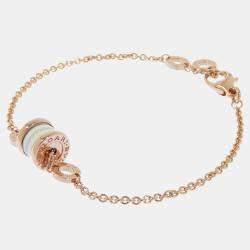 Pre Owned Bvlgari B.zero118K Rose Gold Diamond Ceramic Bracelet 6.5