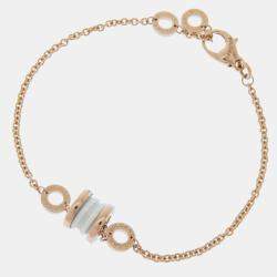 Pre Owned Bvlgari B.zero118K Rose Gold Diamond Ceramic Bracelet 6.5
