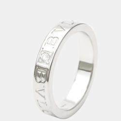 Pre Owned Bvlgari Bvlgari 18K White Gold Diamond Ring EU 53