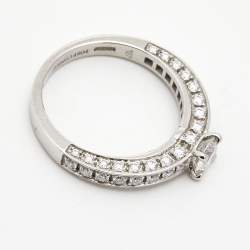 Pre Owned Bvlgari Dedicata A Venezia 0.33 ct Solitate Paved Diamond Platinum Ring Size 48