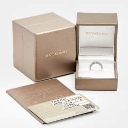 Pre Owned Bvlgari Dedicata A Venezia 0.33 ct Solitate Paved Diamond Platinum Ring Size 48