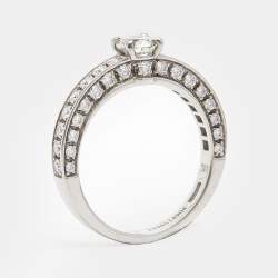 Pre Owned Bvlgari Dedicata A Venezia 0.33 ct Solitate Paved Diamond Platinum Ring Size 48