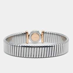 Bvlgari Tubogas Diamond 18K Rose Gold Stainless Steel Cuff Bracelet M