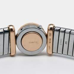 Bvlgari Tubogas Diamond 18K Rose Gold Stainless Steel Cuff Bracelet M