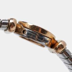 Bvlgari Tubogas Diamond 18K Rose Gold Stainless Steel Cuff Bracelet M