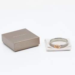 Bvlgari Tubogas Diamond 18K Rose Gold Stainless Steel Cuff Bracelet M
