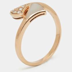 Pre Owned Bvlgari Divas' Dream Mother of Pearl Diamonds 18k Rose Gold Ring Size 57