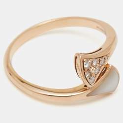 Pre Owned Bvlgari Divas' Dream Mother of Pearl Diamonds 18k Rose Gold Ring Size 57