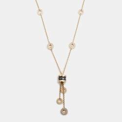 Pre Owned Bvlgari B.Zero1 Black Ceramic Diamonds 18k Yellow Gold Tassel Necklace