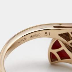 Pre Owned Bvlgari Divas' Dream Carnelian Diamond 18k Rose Gold Ring Size 51