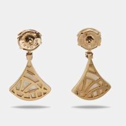 Pre Owned Bvlgari Divas' Dream Mother of Pearl Diamond 18K Yellow Gold Earrings