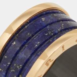 Bvlgari B.Zero1 Lapis Lazuli 18K Rose Gold Band Ring Size 56