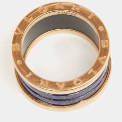 Bvlgari B.Zero1 Lapis Lazuli 18K Rose Gold Band Ring Size 56