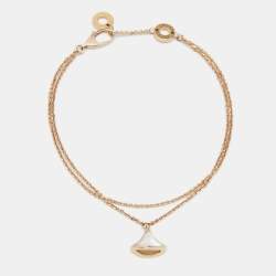 Pre Owned Bvlgari Divas' Dream Mother of Pearl 18K Rose Gold Charm Bracelet SM