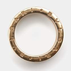 Pre Owned Bvlgari B.Zero1 White Ceramic 18k Rose Gold 4-Band Ring Size 57