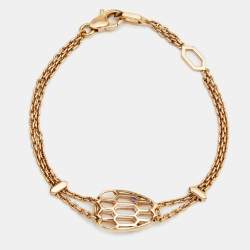 Pre Owned Bvlgari Serpenti Amethyst 18K Rose Gold Station Bracelet S/M