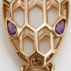 Pre Owned Bvlgari Serpenti Amethyst 18K Rose Gold Station Bracelet S/M