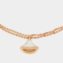 Pre Owned Bvlgari Divas' Dream Mother of Pearl 18k Rose Gold Charm Bracelet SM