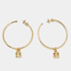 Pre Owned Bvlgari B.Zero1 18K Yellow Gold Hoop Charm Earrings
