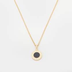 Pre Owned Bvlgari Bvlgari Onyx 18k Yellow Gold Pendant Necklace