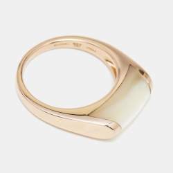 Pre Owned Bvlgari Tronchetto Mother of Pearl 18k Rose Gold Ring Size 52