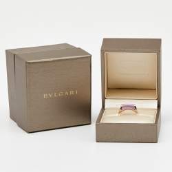 Pre Owned Bvlgari Tronchetto Amethyst 18k Rose Gold Ring Size 52
