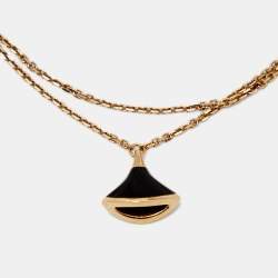 Pre Owned Bvlgari Divas' Dream Onyx 18k Rose Gold Charm Bracelet M/L