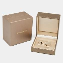 Pre Owned Bvlgari Bvlgari Onyx  Diamonds 18K Rose Gold Open Cuff Bracelet M