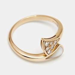 Pre Owned Bvlgari Divas' Dream  Mother of Pearl Diamond 18k Rose Gold Ring Size 53
