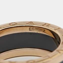 Pre Owned Bvlgari B.Zero1 Black Ceramic 18K Rose Gold Two-Band Ring Size 56