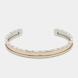 Pre Owned Bvlgari B.Zero1 18k Rose Gold Stainless Steel Open Cuff Bracelet S