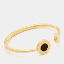 Bvlgari Bvlgari Malachite Onyx Mother of Pearl 18k Rose Gold Open Cuff Flip Bracelet S