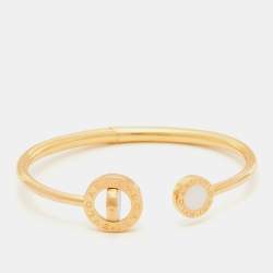 Bvlgari Bvlgari Malachite Onyx Mother of Pearl 18k Rose Gold Open Cuff Flip Bracelet S