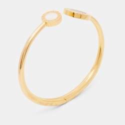 Bvlgari Bvlgari Malachite Onyx Mother of Pearl 18k Rose Gold Open Cuff Flip Bracelet S