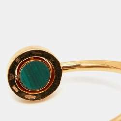 Bvlgari Bvlgari Malachite Onyx Mother of Pearl 18k Rose Gold Open Cuff Flip Bracelet S