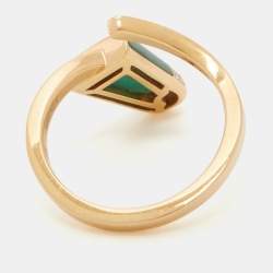 Pre Owned Bvlgari Bvlgari Gelati Malachite Diamonds 18k Rose Gold Ring Size 55
