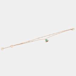 Bvlgari Divas' Dream Malachite 18k Rose Gold Charm Bracelet S/M