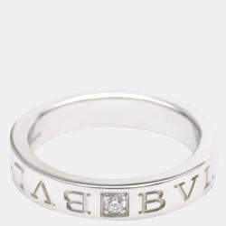 Pre Owned Bvlgari Bvlgari Bvlgari 18K White Gold Diamond Ring EU 53