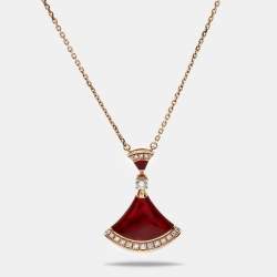 Pre Owned Bvlgari Divas' Dream Carnelian Diamond 18k Rose Gold Pendant Necklace