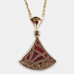 Pre Owned Bvlgari Divas' Dream Carnelian Diamond 18k Rose Gold Pendant Necklace