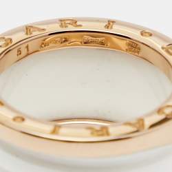Bvlgari B.Zero White Ceramic 18k Rose Gold 4-Band Ring Size 51
