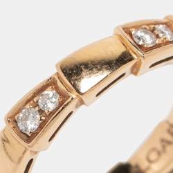 Bvlgari Serpenti Viper Semi Paved Diamond 18k Rose Gold Ring Size 49