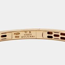 Pre Owned Bvlgari Serpenti Diamond Rubellite 18k Rose Gold Cuff Bracelet S 