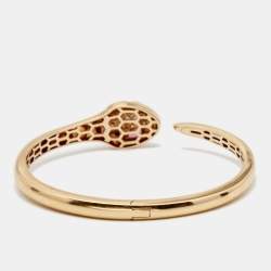 Pre Owned Bvlgari Serpenti Diamond Rubellite 18k Rose Gold Cuff Bracelet S 