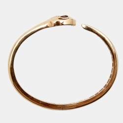 Pre Owned Bvlgari Serpenti Diamond Rubellite 18k Rose Gold Cuff Bracelet S 