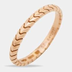 Pre Owned Bvlgari Serpenti Spiga 18K Rose Gold Band Ring Size 57