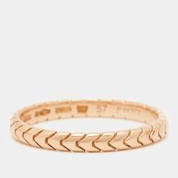 Pre Owned Bvlgari Serpenti Spiga 18K Rose Gold Band Ring Size 57