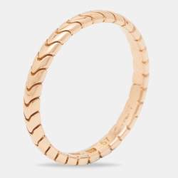 Pre Owned Bvlgari Serpenti Spiga 18K Rose Gold Band Ring Size 57