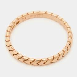 Pre Owned Bvlgari Serpenti Spiga 18K Rose Gold Band Ring Size 57