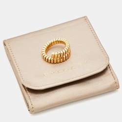 Pre Owned Bvlgari Tubogas 18k Yellow Gold Flex Ring Size 54